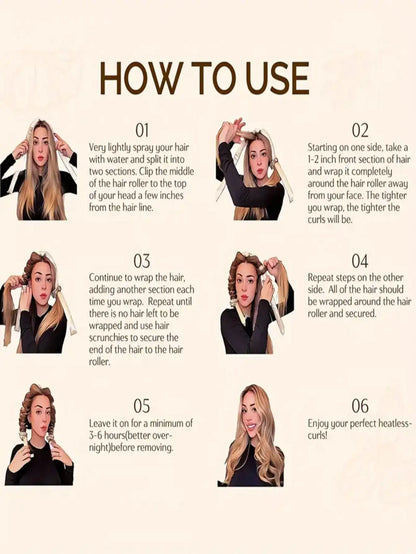 Heatless Curling Headband with Claw Clips - Overnight Hair Curler Set for Natural Waves, No Heat Damage DIY Styling Tool, Soft S