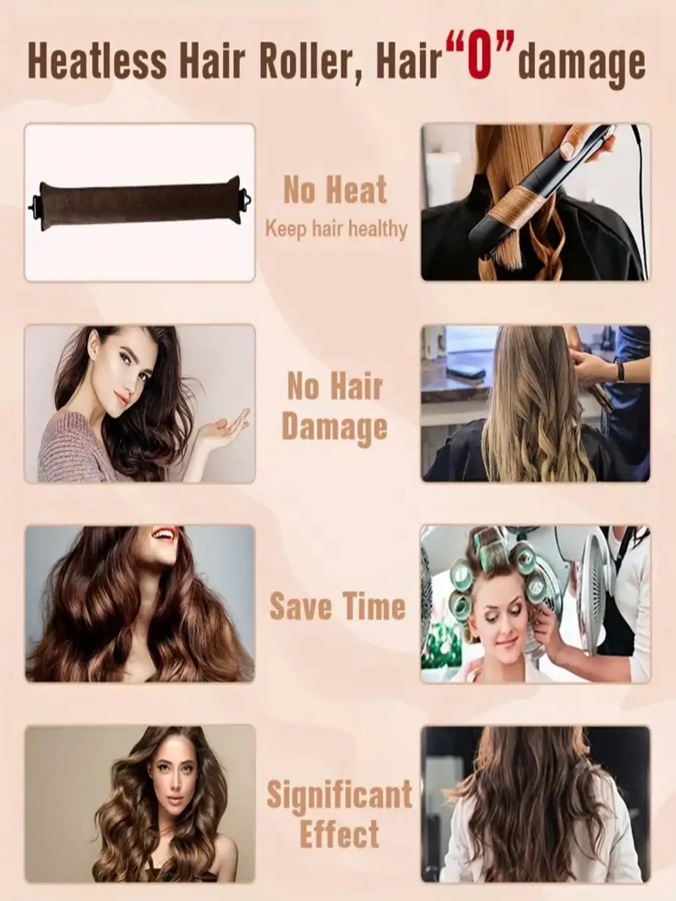 Heatless Curling Headband with Claw Clips - Overnight Hair Curler Set for Natural Waves, No Heat Damage DIY Styling Tool, Soft S